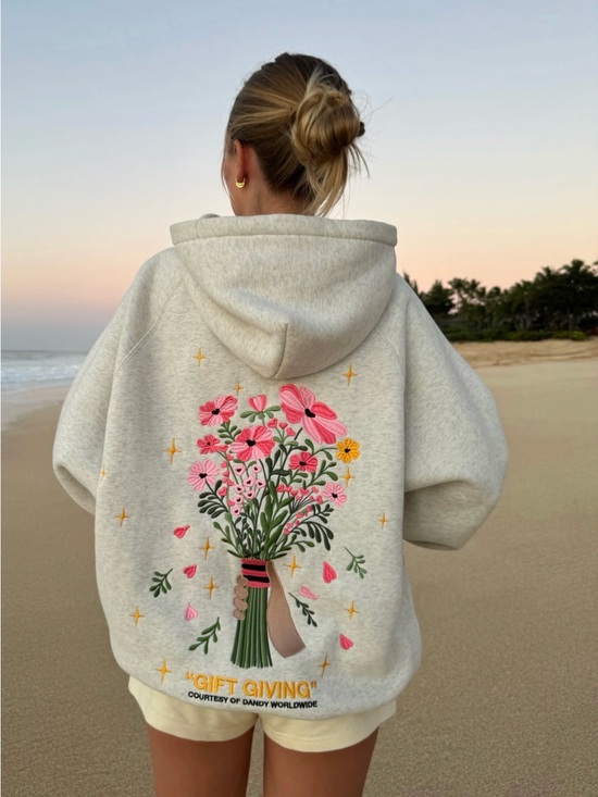 Dandy Worldwide Tops - "Gift Giving" Oversized Lux Hoodie in Heather Gray